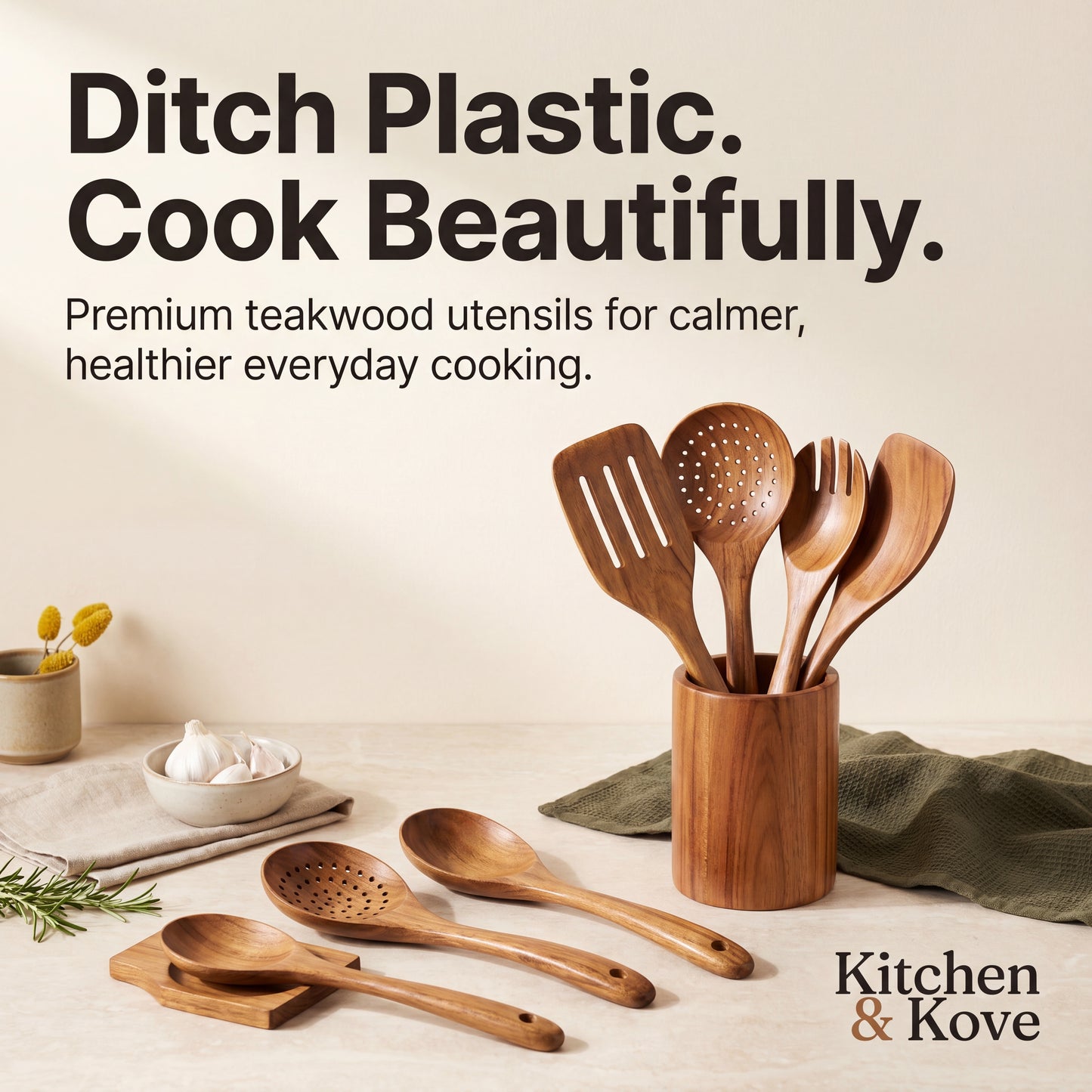 The Kove 9™ Wooden Utensil Set