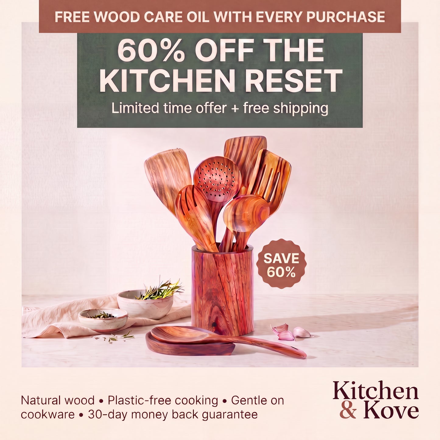 The Kove 9™ Wooden Utensil Set